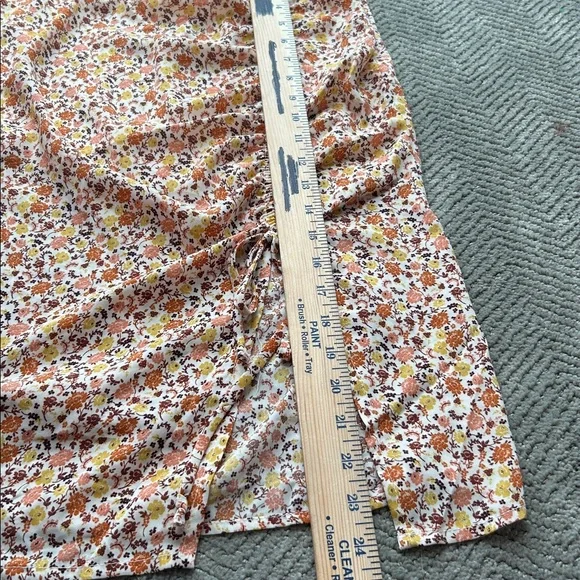 Sienna Sky Floral Ruched Mini Skirt Orange Yellow Boho Size S Womens - Picture 8 of 8